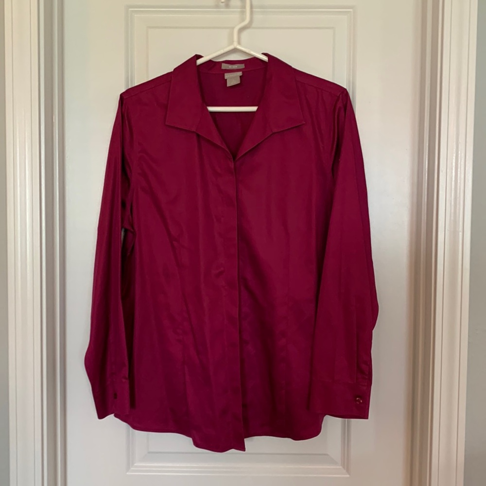 Beautiful Chicos wine-berry blouse
